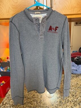 Vintage Abercrombie & Fitch Muscle Long Sleeve Henley Button Up Shirt Y2K